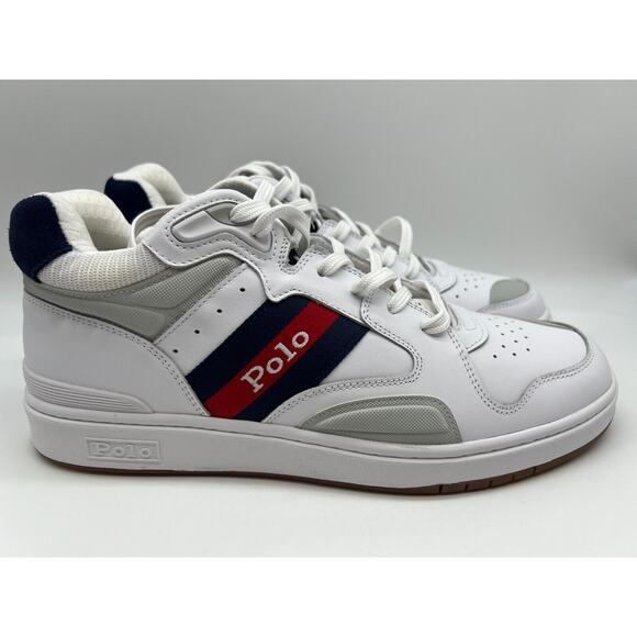 Polo Ralph Lauren Court Mid Pro Sneaker Red White & Blue Shoes Men 10.5D NEW🛒